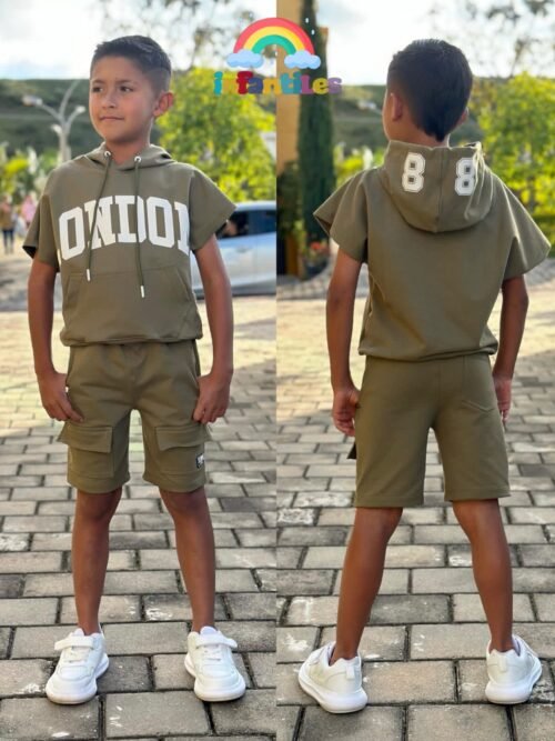 Conjunto deportivo tela burda pesada chompa niño HFF