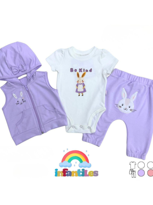 Conjunto tres pizas niña bebé 51377 FFF